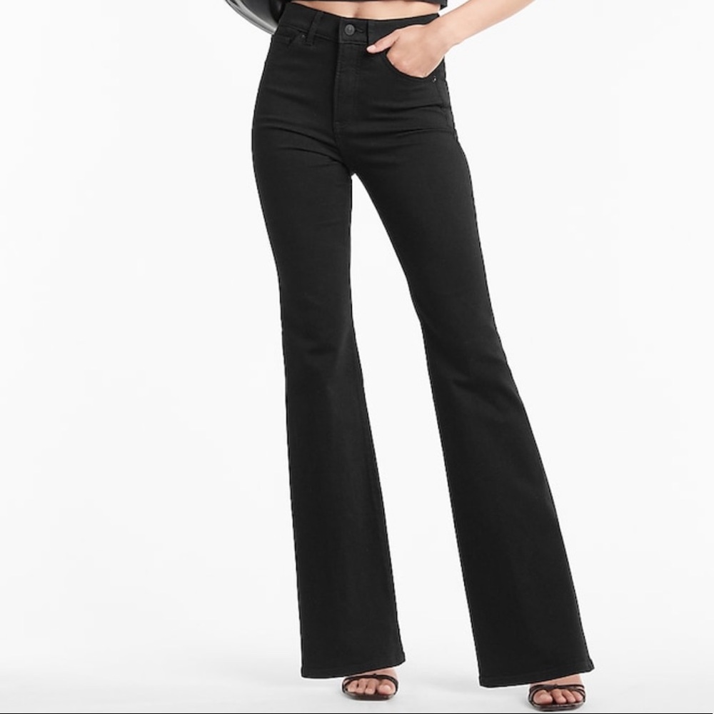 Brand new with tags size 10 short high rise black flare jeans from express